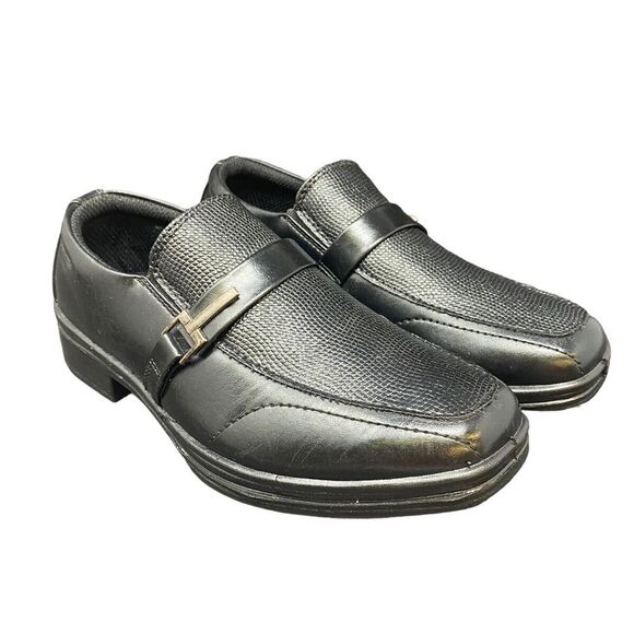 Deer Stags Kid's 1-M Bold Slip‎ On Dress Shoes Comfort Loafer Oxfords Black NEW - Picture 1 of 9